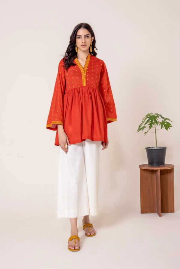 Radiant orange embroidered elegance